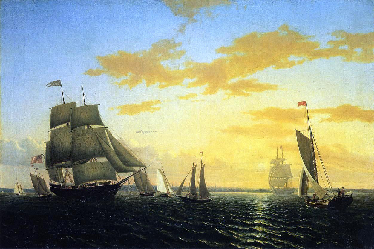  William Bradford New Bedford Harbor at Sunset - Hand Painted Oil Painting