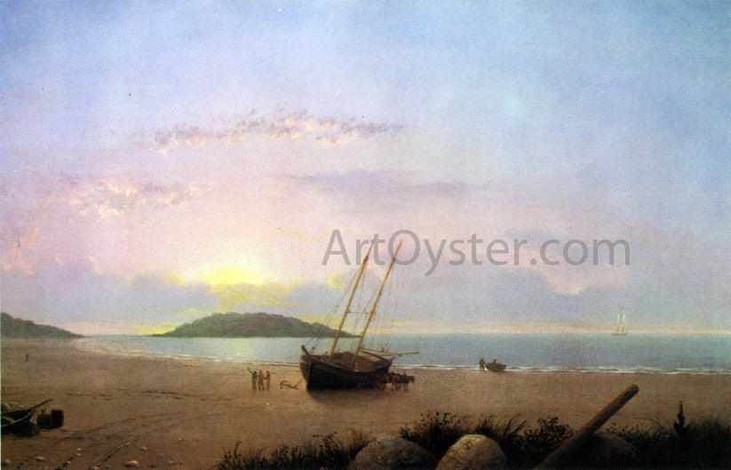  Fitz Hugh Lane New England Coastal Scene - Cape Ann Beach - Hand Painted Oil Painting