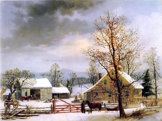  George Henry Durrie A New England Winter Scene - Hand Painted Oil Painting