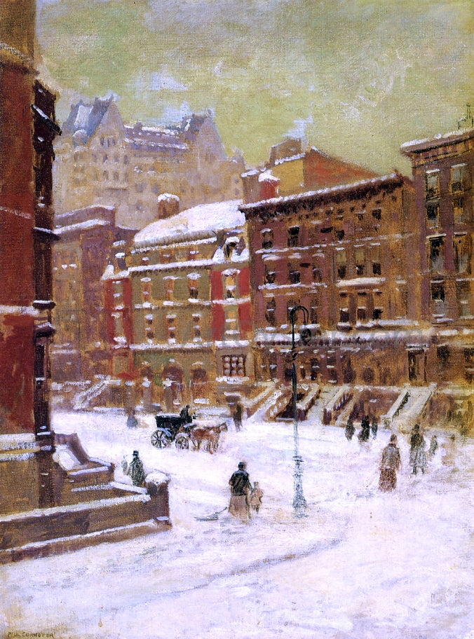  Paul Cornoyer New York City View in Winter - Hand Painted Oil Painting