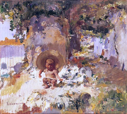  Jose Navarro Llorens Nino y Ocas - Hand Painted Oil Painting