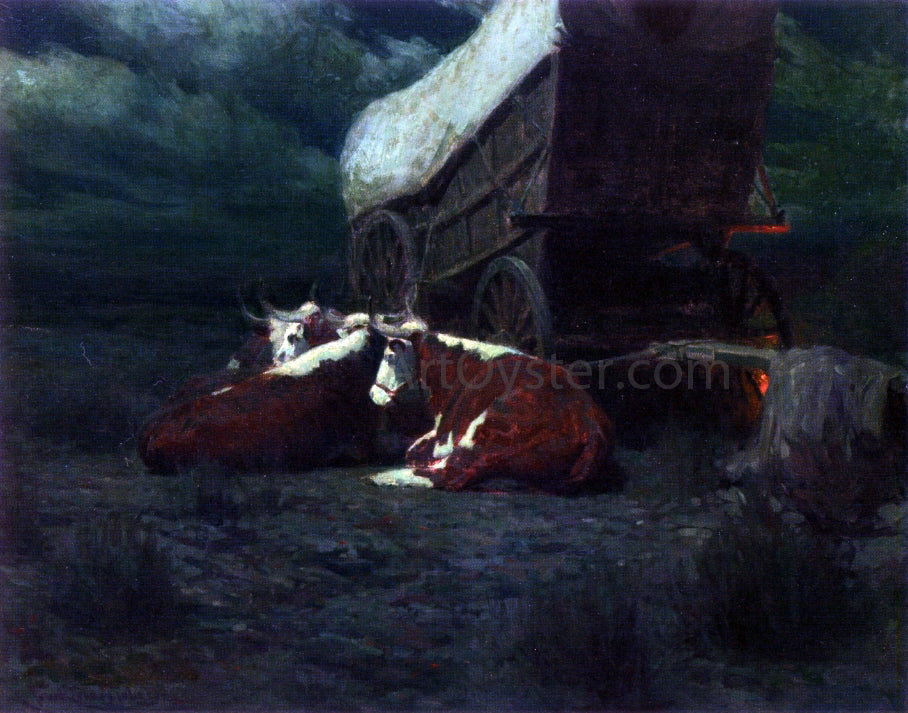  Frank Tenney Johnson Night on the Overland Trail - Hand Painted Oil Painting