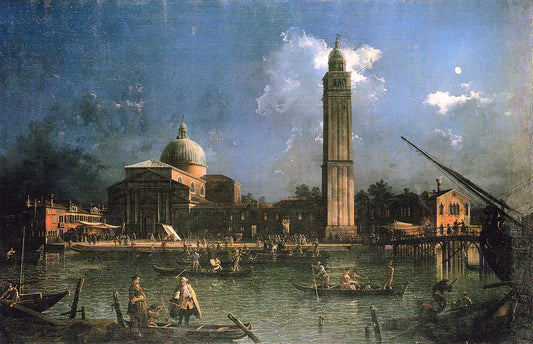  Canaletto Night-time Celebration Outside the Church of San Pietro di Castello (also known as La Vigilia de San Pietro) - Hand Painted Oil Painting