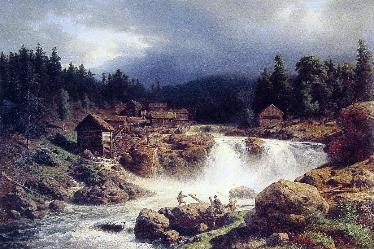  Herman Herzog Norwegian Landscape - Hand Painted Oil Painting