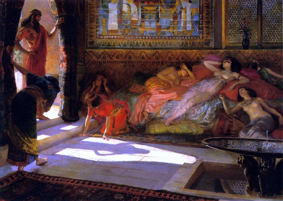  Georges Antoine Rochegrosse Nouvelle Arrivee au Hatem - Thebes XVIII Dynastie - Hand Painted Oil Painting