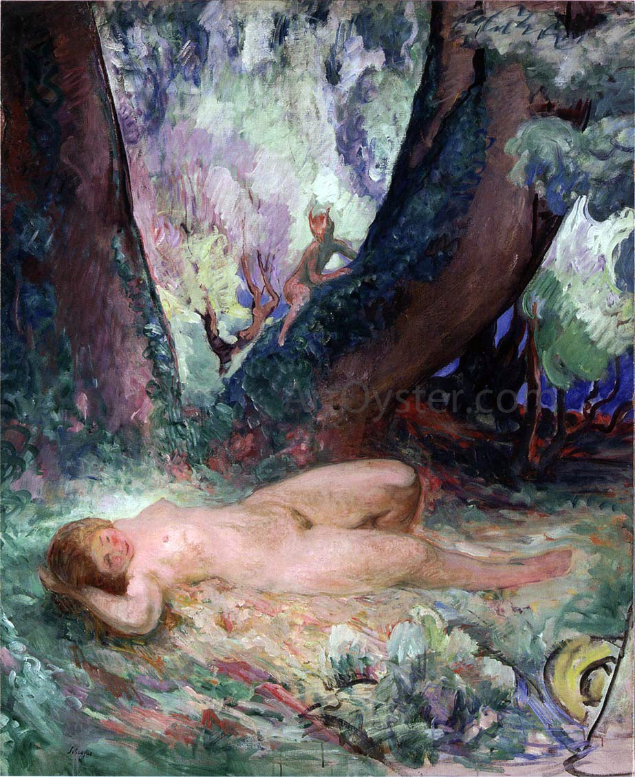  Henri Lebasque Nude in a Garden with a Satyr - Hand Painted Oil Painting
