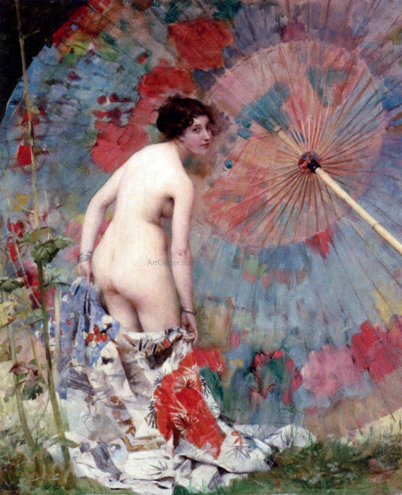  Aime-Nicolas Morot Nude with a Japanese Umbrella - Hand Painted Oil Painting