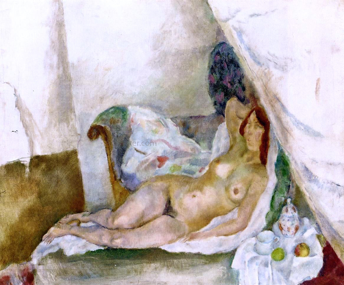  Jules Pascin Nude with Drapery - Hand Painted Oil Painting