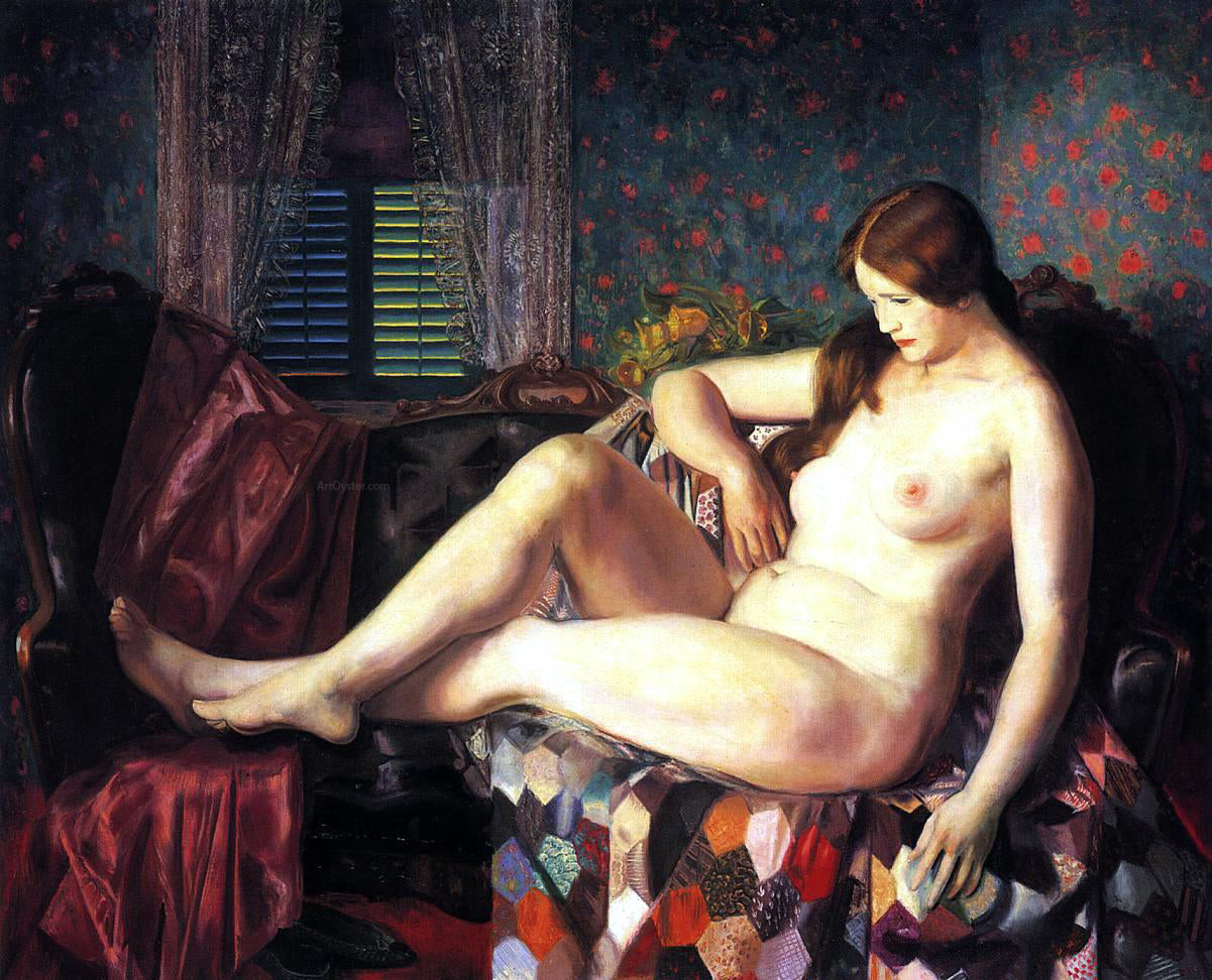  George Wesley Bellows Nude with Hexagonal Quilt - Hand Painted Oil Painting