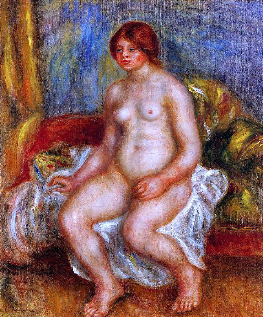 Pierre Auguste Renoir Nude Woman on Gree Cushions - Hand Painted Oil Painting