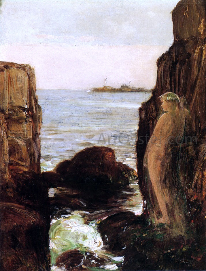  Frederick Childe Hassam Nymph on a Rocky Ledge - Hand Painted Oil Painting