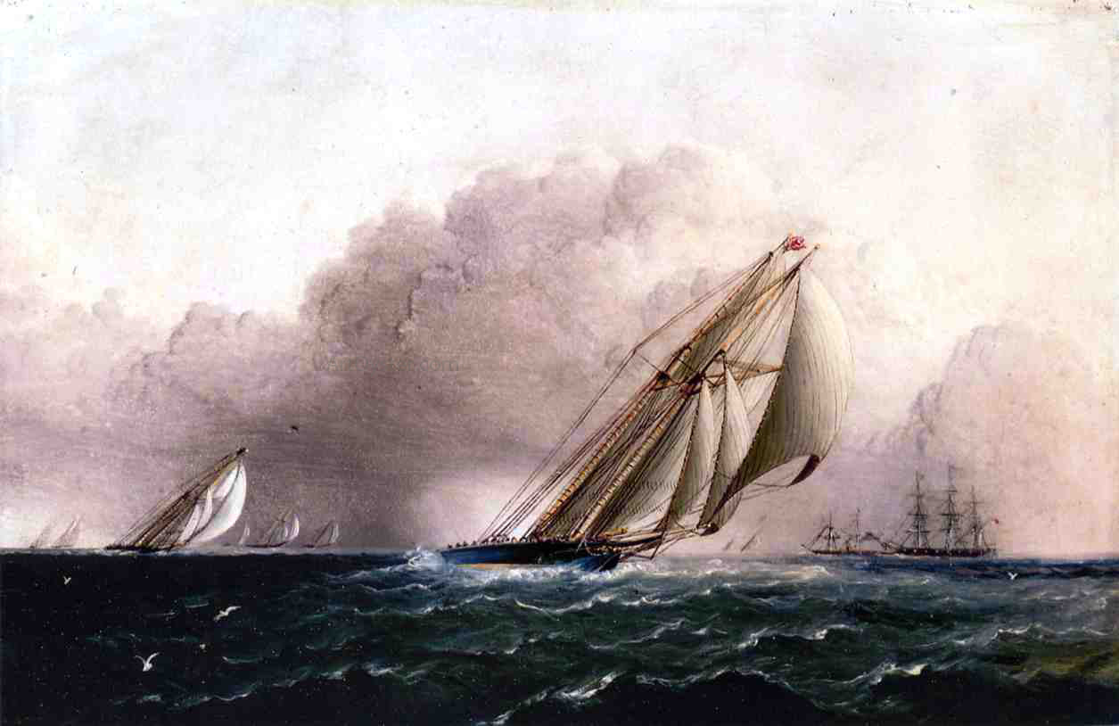  James E Buttersworth N.Y.Y.C. Schooner Yacht Estelle Running Home - Hand Painted Oil Painting