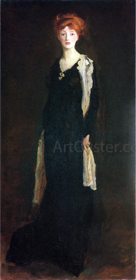  Robert Henri O in Black with Scarf (also known as Marjorie Organ Henri) - Hand Painted Oil Painting