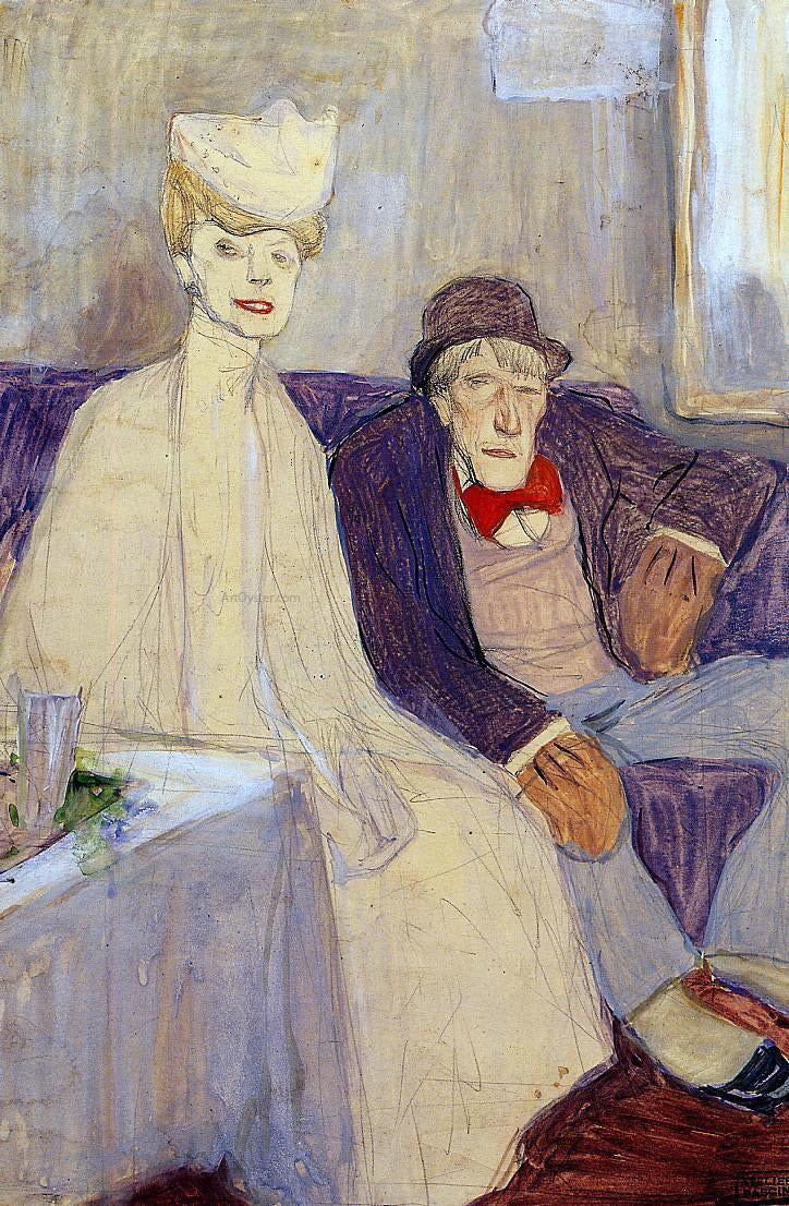  Jules Pascin An Odd Couple in a Waiting Room - Hand Painted Oil Painting
