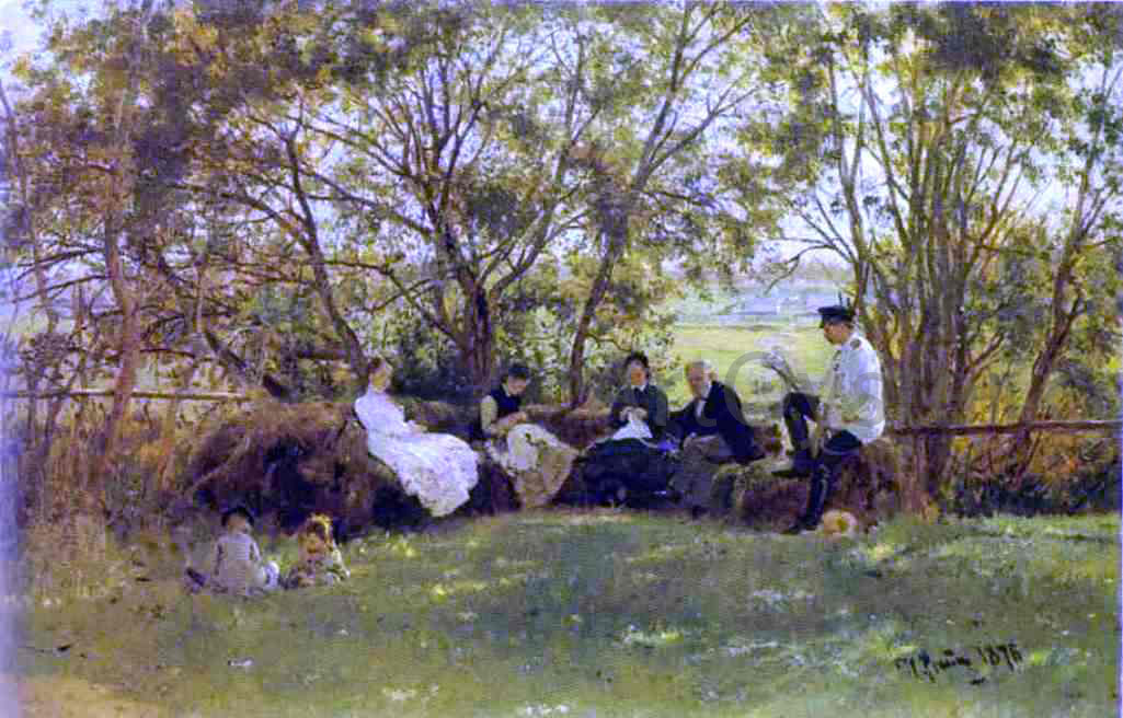  Ilia Efimovich Repin On a Turf Bench - Hand Painted Oil Painting