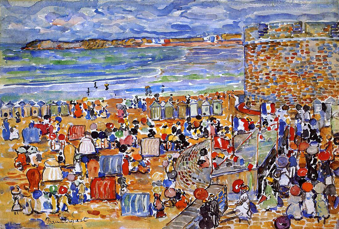  Maurice Prendergast On the Beach, St. Malo - Hand Painted Oil Painting