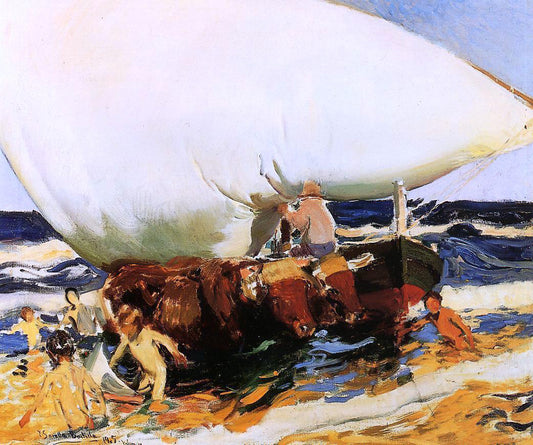  Joaquin Sorolla Y Bastida On the Beach, Valencia - Hand Painted Oil Painting