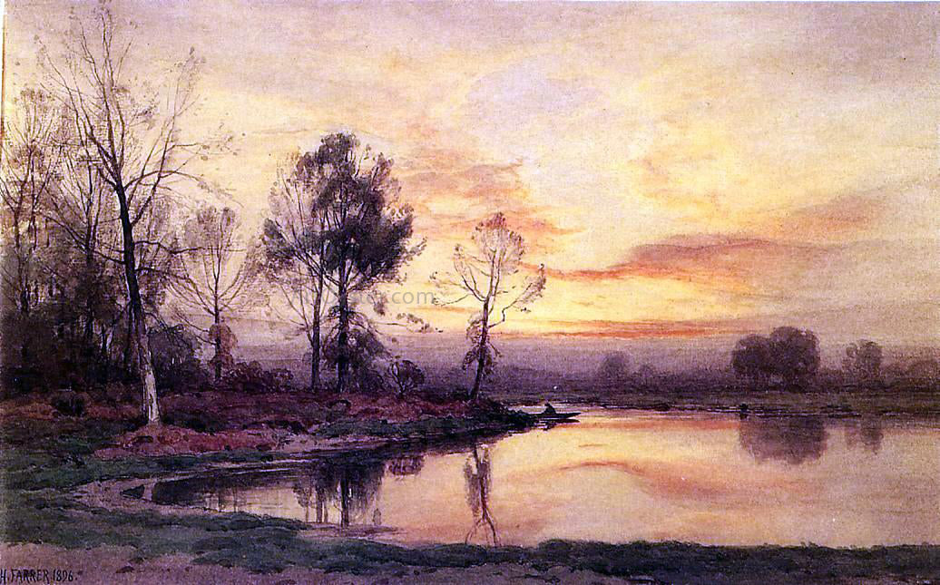  Henry Farrer On the River - Hand Painted Oil Painting