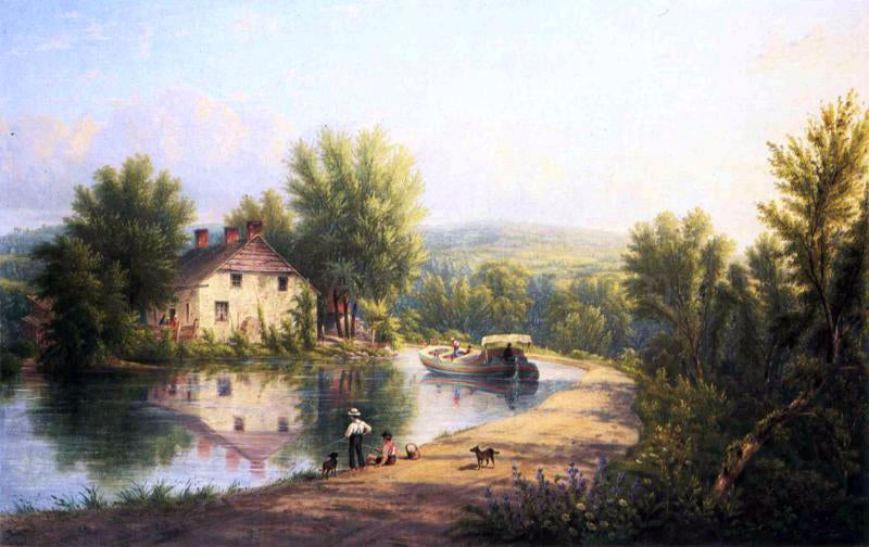 William Rickarby Miller On the Rondout Canal, Rosendale - Hand Painted Oil Painting