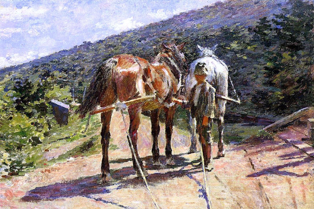  Theodore Robinson On the Tow-Path - A Halt - Hand Painted Oil Painting