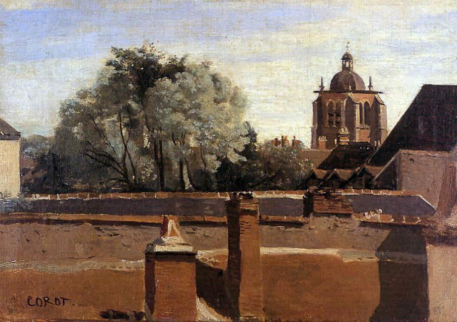  Jean-Baptiste-Camille Corot Orleans - View from a Window Overlooking the Saint-Peterne Tower - Hand Painted Oil Painting