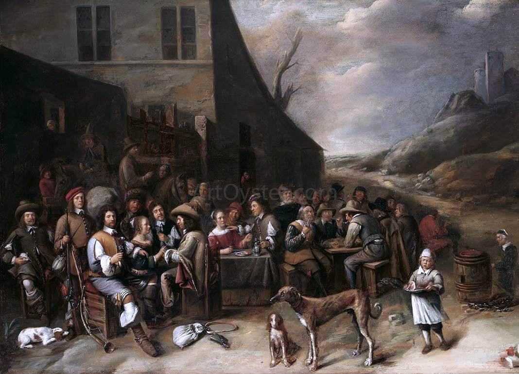  Gillis Van Tilborgh Outside a Tavern - Hand Painted Oil Painting