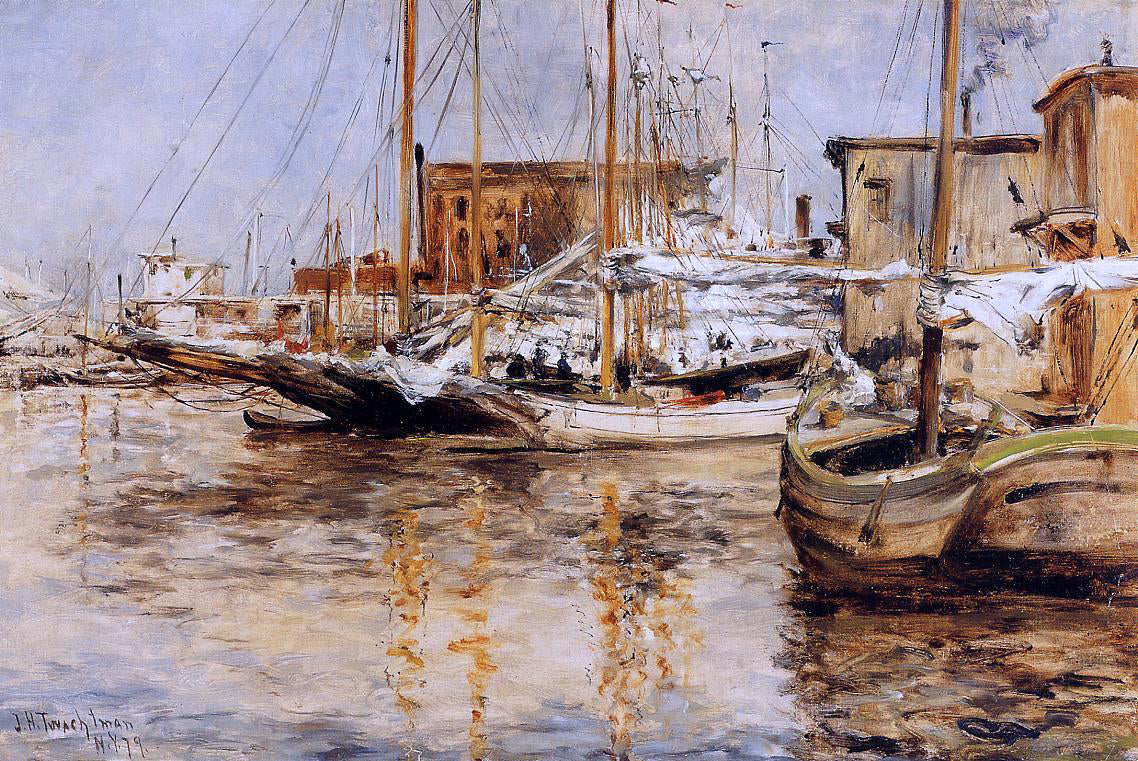  John Twachtman Oyster Boats, North River - Hand Painted Oil Painting