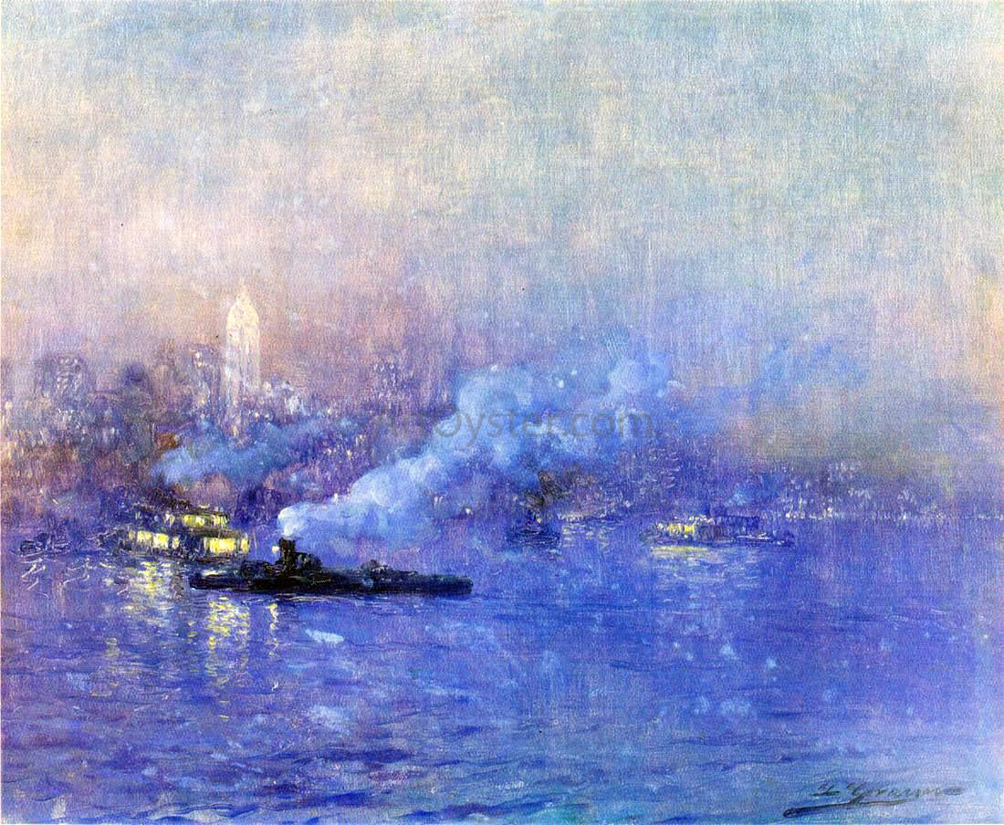  Luis Graner Paisaje de Noche (also known as New York Harbor, Night) - Hand Painted Oil Painting