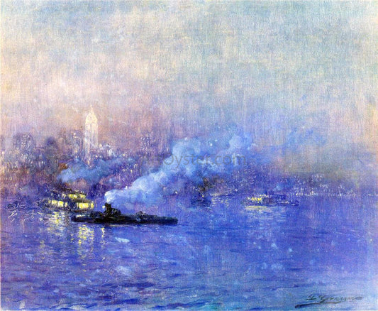  Luis Graner Paisaje de Noche (also known as New York Harbor, Night) - Hand Painted Oil Painting