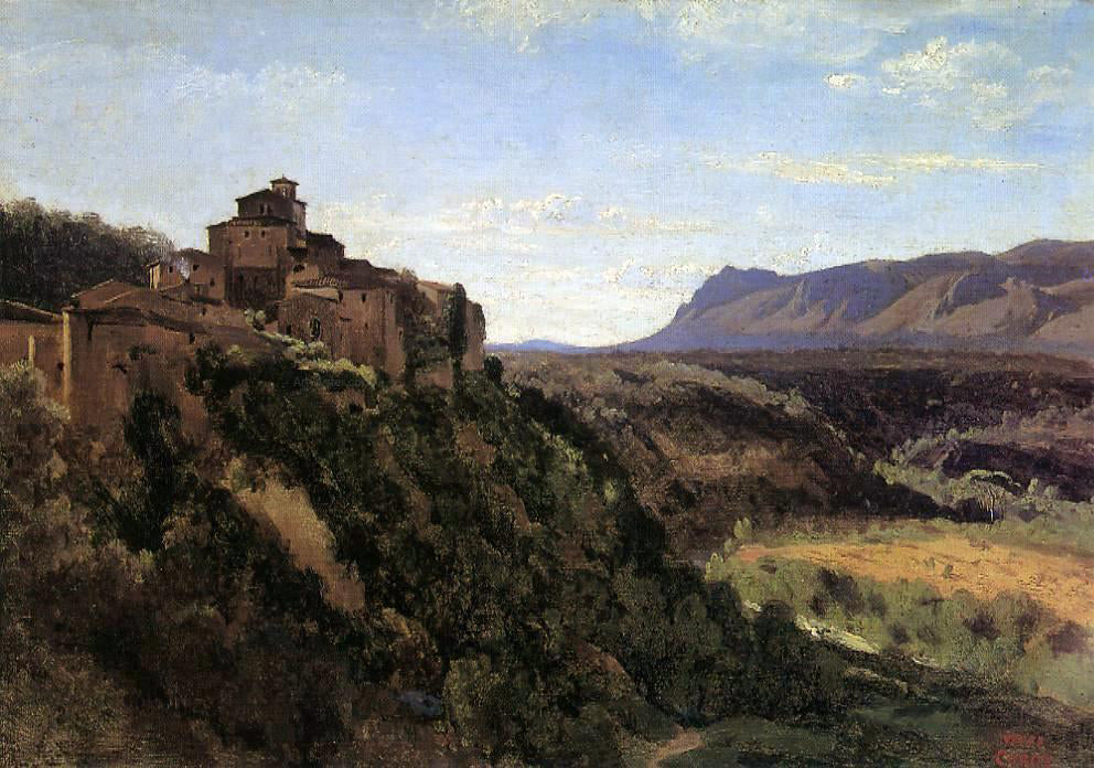 Jean-Baptiste-Camille Corot Papigno - Buildings Overlooking the Valley - Hand Painted Oil Painting