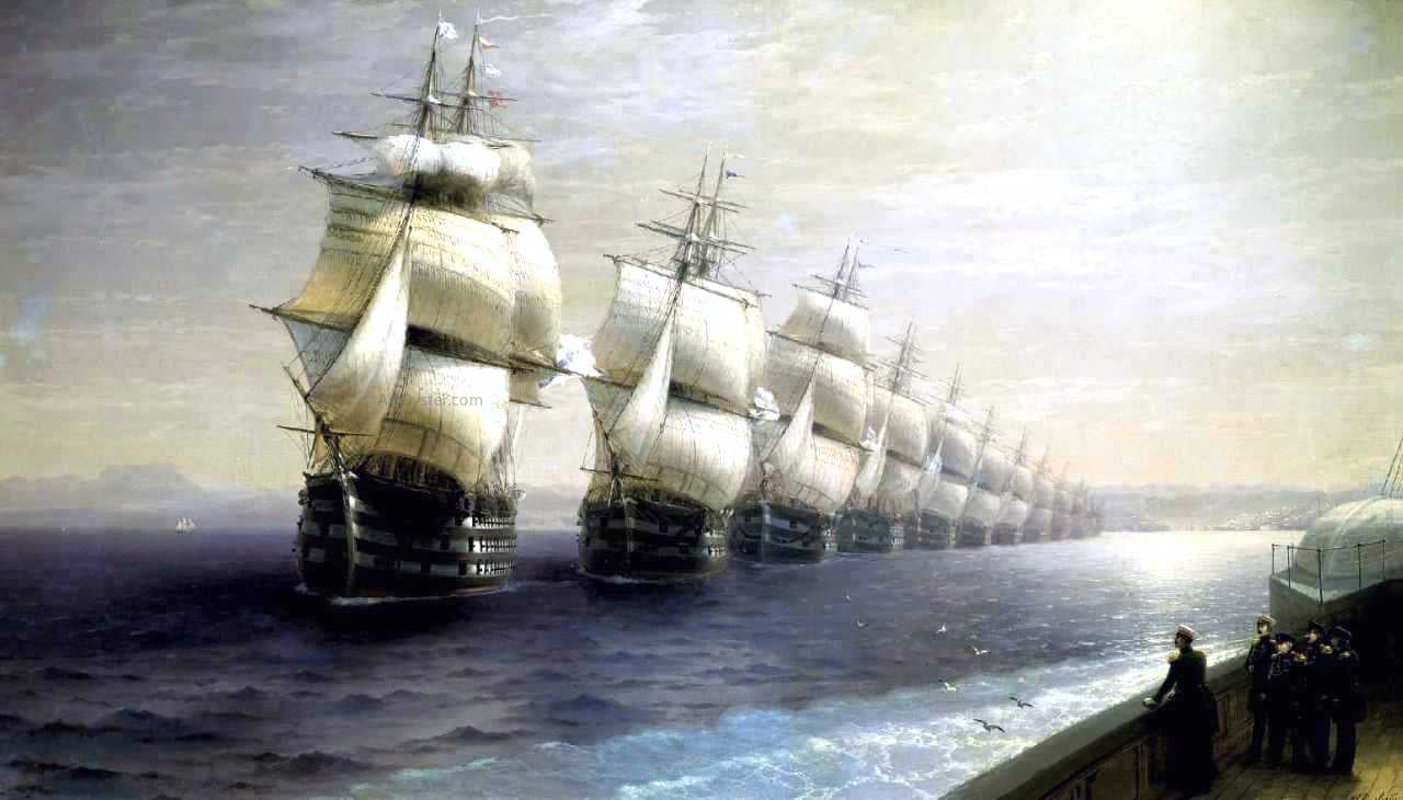  Ivan Constantinovich Aivazovsky Parade of the Black Sea Fleet in 1849 - Hand Painted Oil Painting