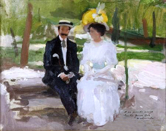  Cecilio Pla y Gallardo Pareja en  el Parque - Hand Painted Oil Painting