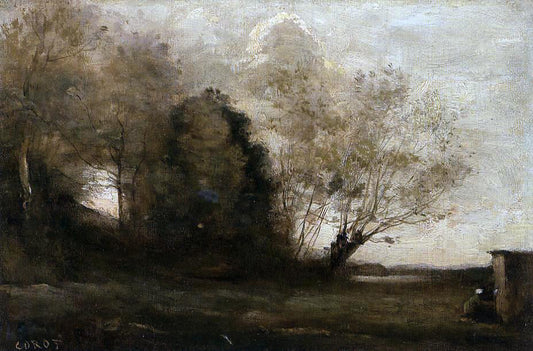  Jean-Baptiste-Camille Corot Peasant Girl near a Cabin - Hand Painted Oil Painting