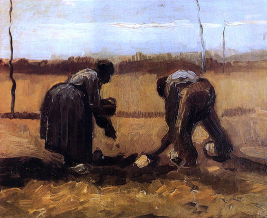  Vincent Van Gogh Peasant Man and Woman Planting Potatoes - Hand Painted Oil Painting