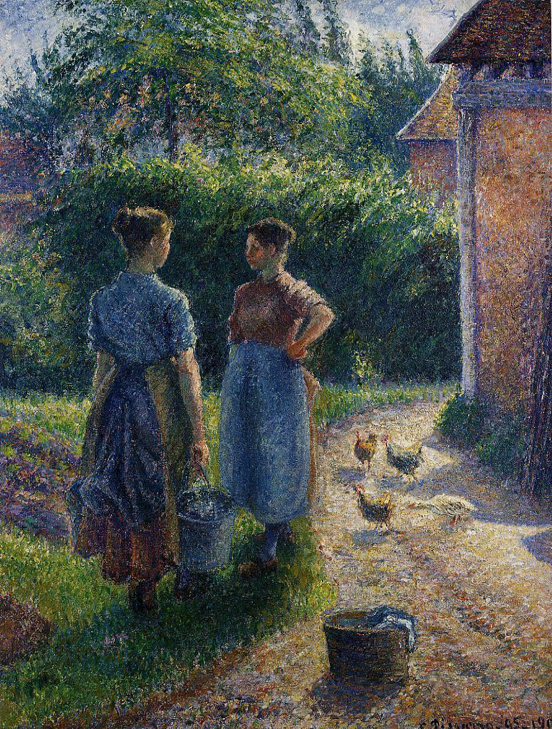  Camille Pissarro Peasants Chatting in the Farmyard, Eragny - Hand Painted Oil Painting