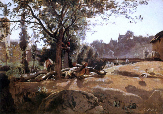  Jean-Baptiste-Camille Corot Peasants under the Trees at Dawn - Hand Painted Oil Painting