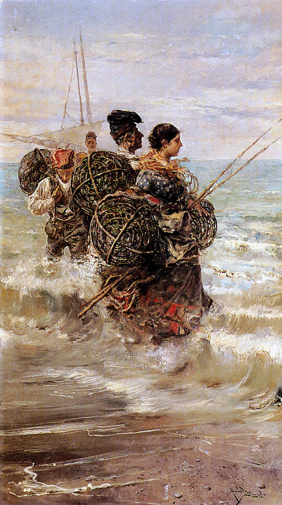  Salvador Sanchez Barbudo Pecheurs De Sinigaglia - Hand Painted Oil Painting