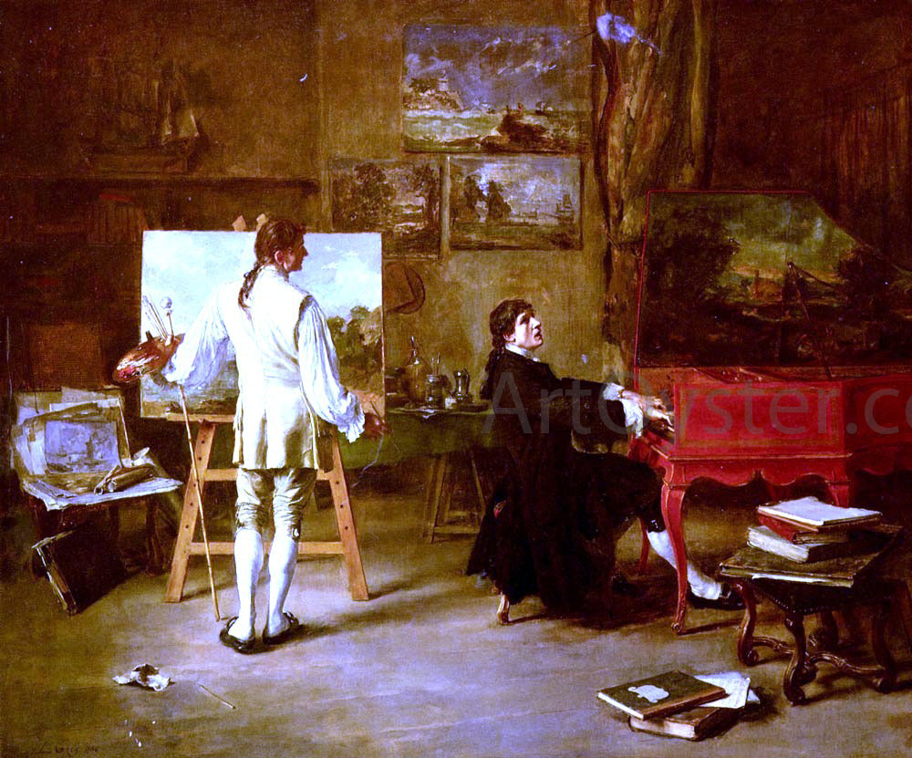  Lucien Alphonse Gros Pergolese Dans L'atelier De Joseph Vernet - Hand Painted Oil Painting