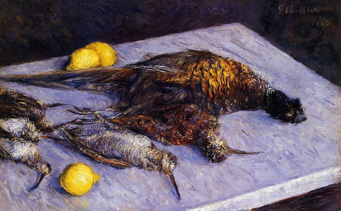  Gustave Caillebotte Pheasants and Woodcocks on a Marble Table - Hand Painted Oil Painting