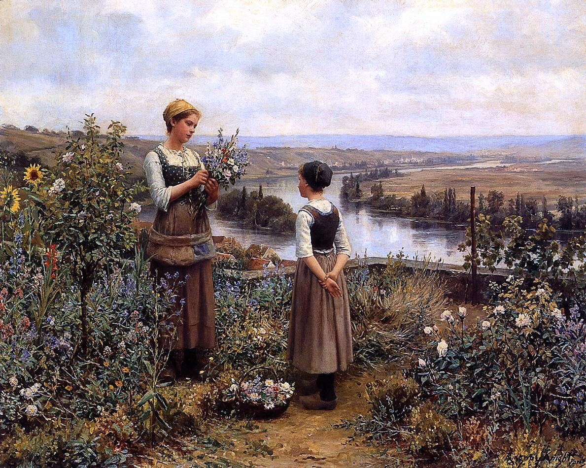  Daniel Ridgway Knight Picking Flowers - Hand Painted Oil Painting