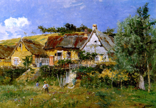  Edmond Marie Petitjean Picking Flowers - Hand Painted Oil Painting