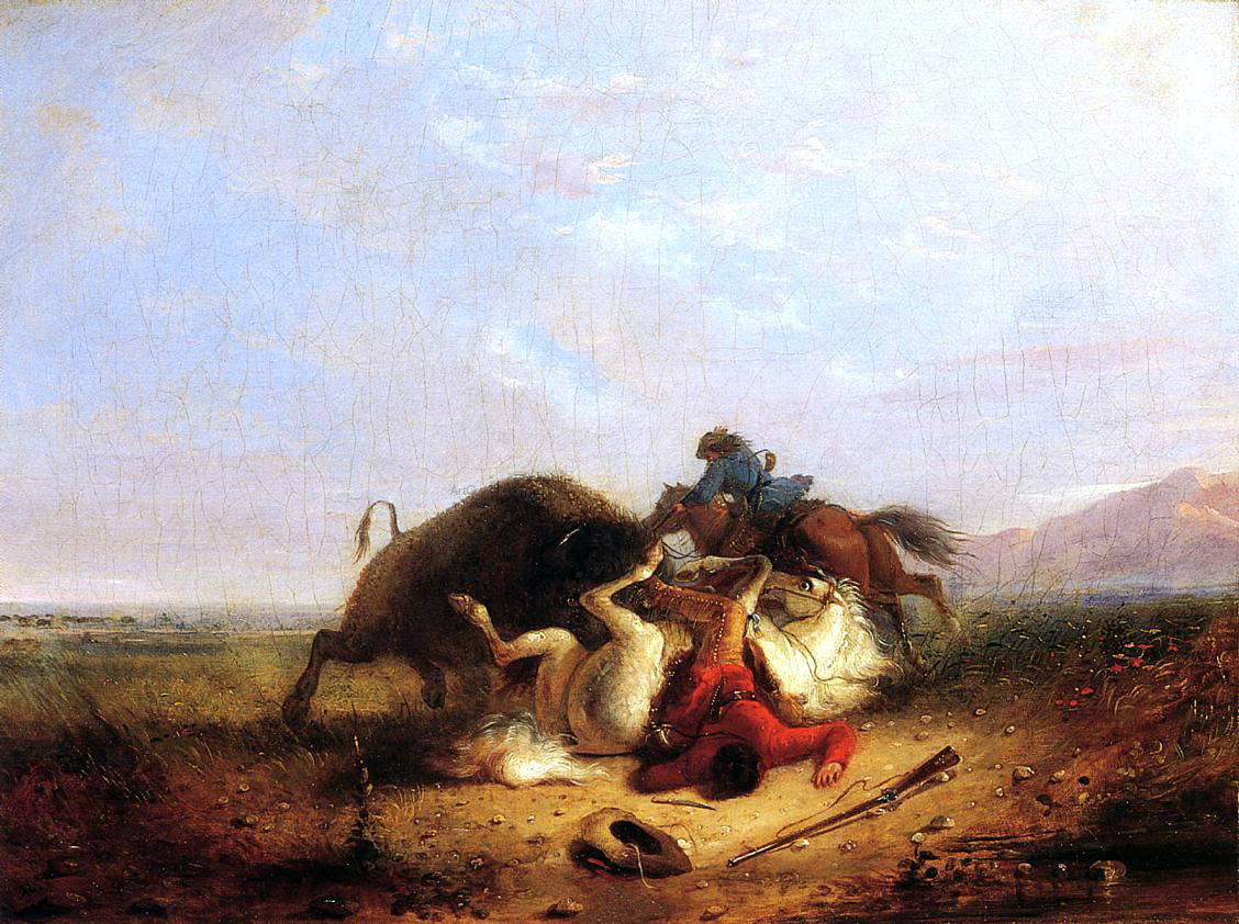  Alfred Jacob Miller Pierre and the Buffalo - Hand Painted Oil Painting