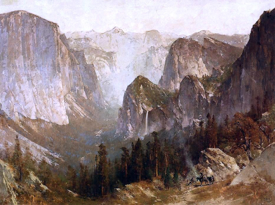  Thomas Hill Piute Indian Encampment, Yosemite - Hand Painted Oil Painting