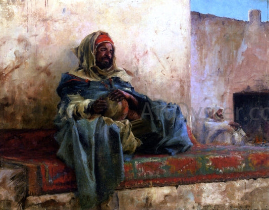  Charles James Theriat Playing the Derbakeh, Biskra - Hand Painted Oil Painting