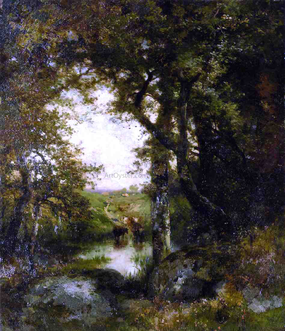  Thomas Moran Pool in the Forest, Long Island - Hand Painted Oil Painting