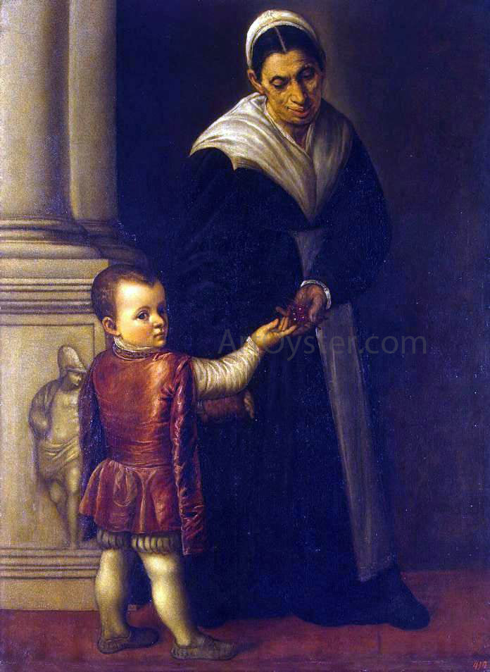  Moretto Da Brescia Portrait of a Boy with his Nurse - Hand Painted Oil Painting