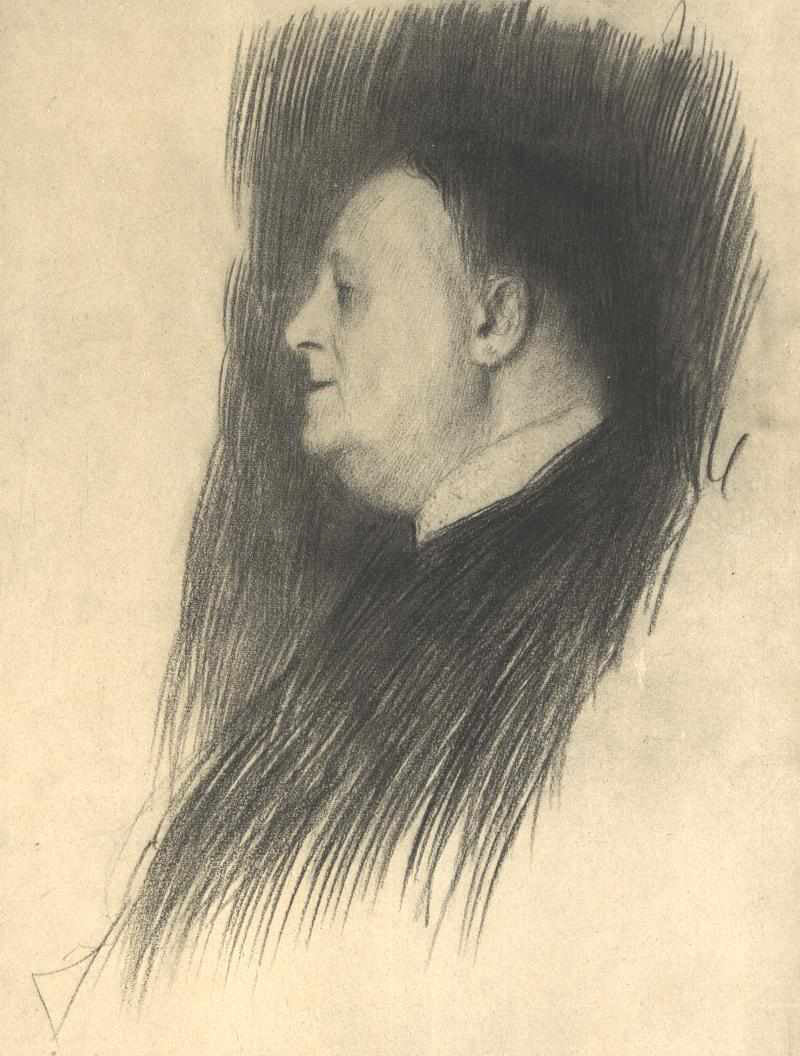  Gustav Klimt Portrait of a Man Heading Left - Hand Painted Oil Painting
