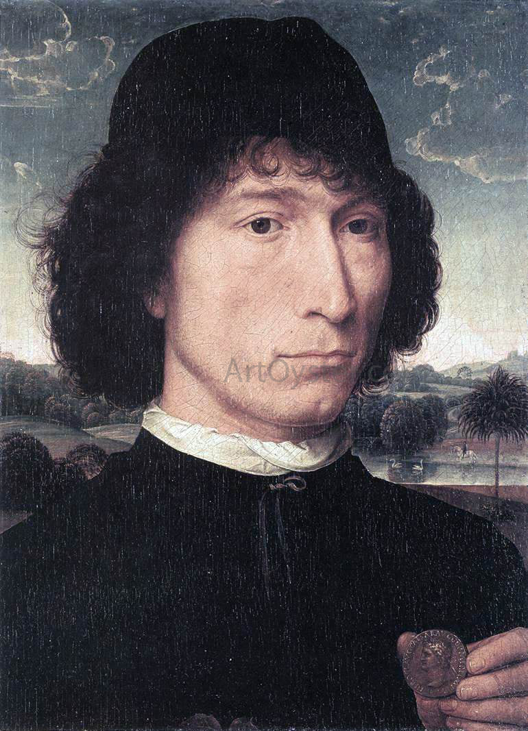  Hans Memling Portrait of a Man with a Roman Coin - Hand Painted Oil Painting