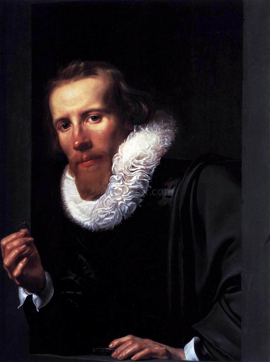  Werner Jacobsz. Van den Valckert Portrait of a Man with Ring and Touchstone - Hand Painted Oil Painting