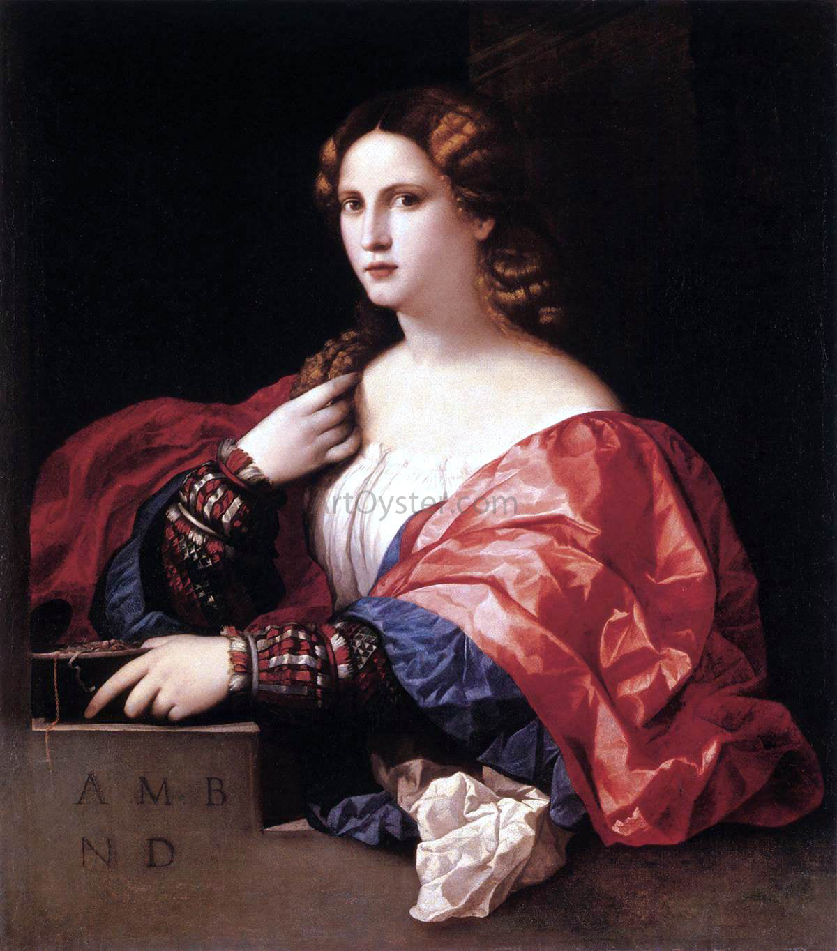  Palma Vecchio Portrait of a Woman (La Bella) - Hand Painted Oil Painting